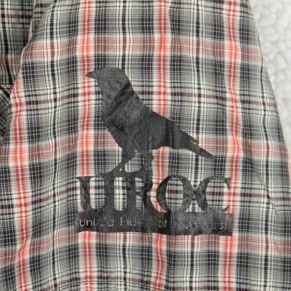 Club Cr Ride Cycling Jesey Mens Small Gray Red Plaid Pearl Snap Short Sleeve - Picture 5 of 13